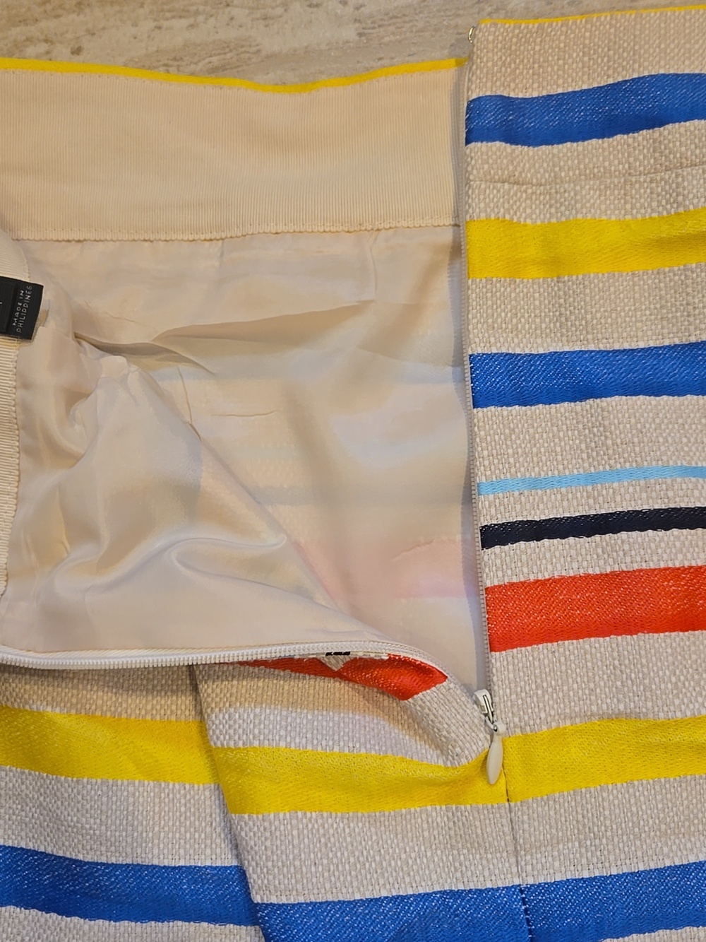 J. Crew Multi-Colored Striped Fringed Hem  Pencil Skirt - Picture 9 of 9